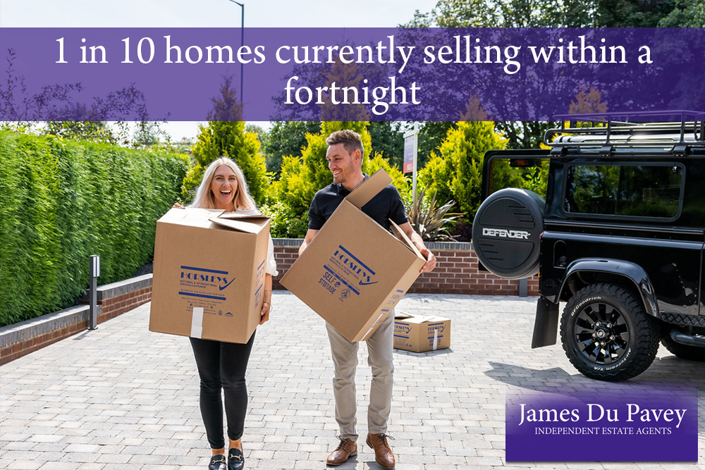 1 in 10 homes currently selling within a fortnight